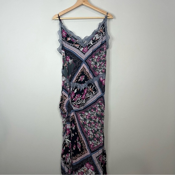Intimately Free People Stevie Lace Print Maxi Dress Graphite Size Large - Picture 2 of 9